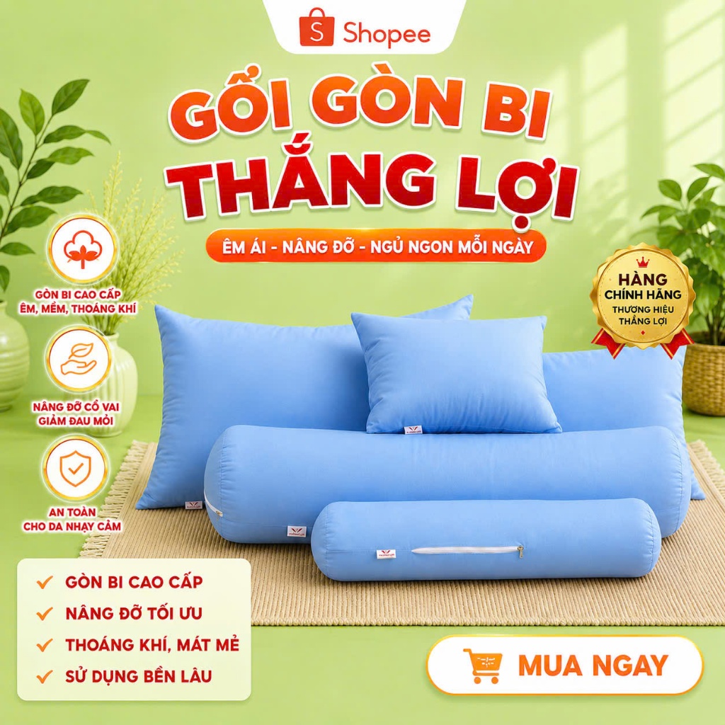 RUỘT GỐI GÒN BI THẮNG LỢI, ruột gối nằm 40x60, 50x70, 35x100 ruột gối ôm gòn ÊM ÁI , LÂU XẸP)