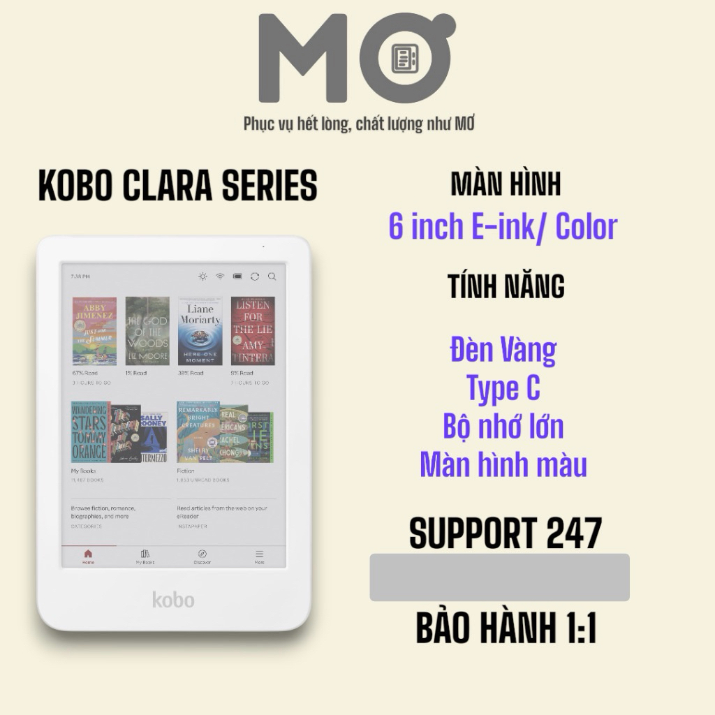 [Hoả tốc HCM] Máy đọc sách KOBO Clara series Clara BW/Color (tặng ốp lưng)