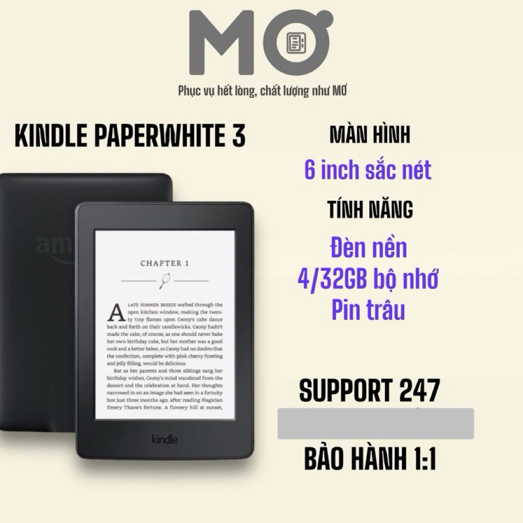 [Hoả tốc HCM] Máy đọc sách Kindle Paperwhite 3 (tặng ốp lưng)