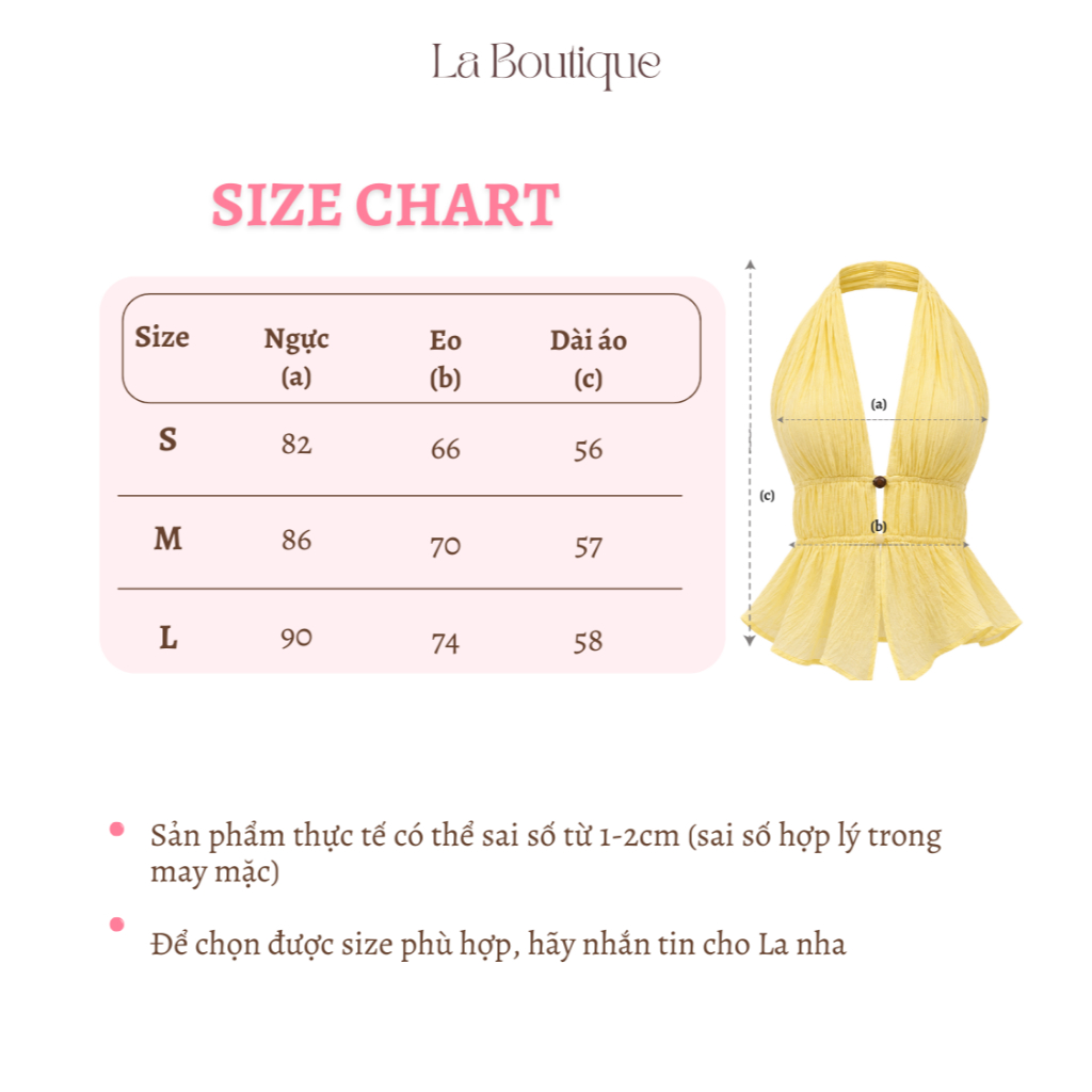 Áo cổ yếm chất tơ xốp nhăn phối nút, dáng peplum xòe nhẹ nữ tính La Boutique SS26 - AK024-2605LAT | BigBuy360 - bigbuy360.vn