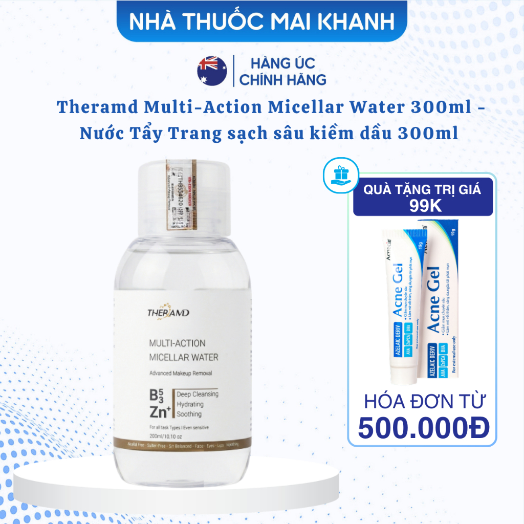 Nước Tẩy Trang Sạch Sâu Kiềm Dầu Theramd Multi-Action Micellar Water 300ml