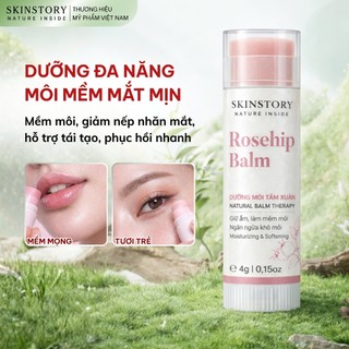 Son dưỡng môi thiên nhiên Rosehip Balm, son dưỡng ẩm phục hồi tái tạo, Skin Story, 4g