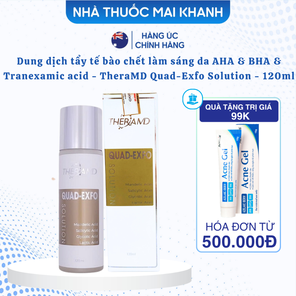 Dung dịch TheraMD Quad-Exfo Solution Tẩy Tế Bào Chết Hỗ Trợ Làm Sáng Da AHA & BHA & Tranexamic Acid 