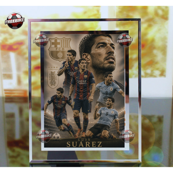 KHUNG POSTER LUIS SUÁREZ BẰNG KÍNH PHA LÊ CAO CẤP