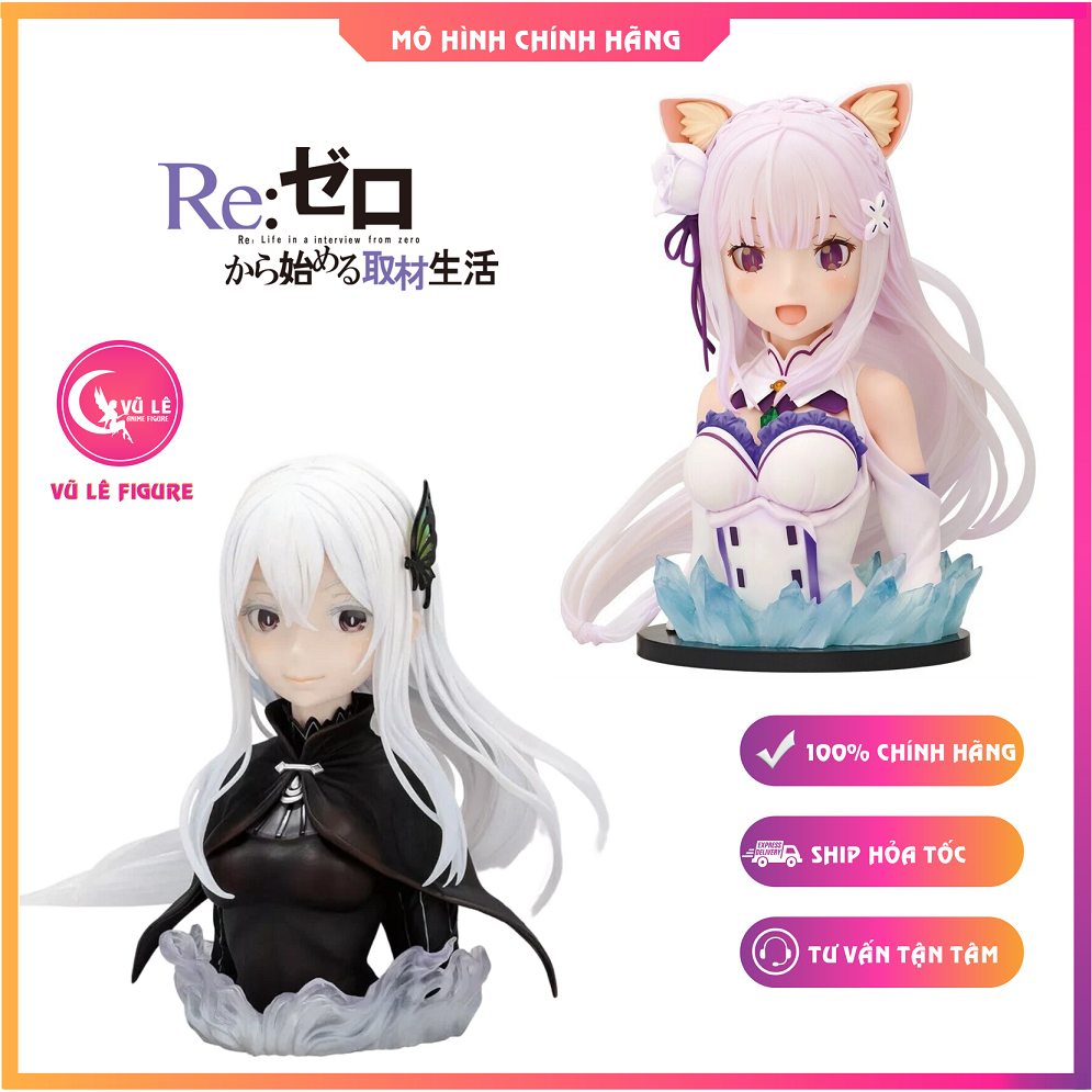 Mô hình nhân vật Echidna & Emilia - Re:zero - ArtScale - Bust - chính hãng Bandai Ichiban Kuji