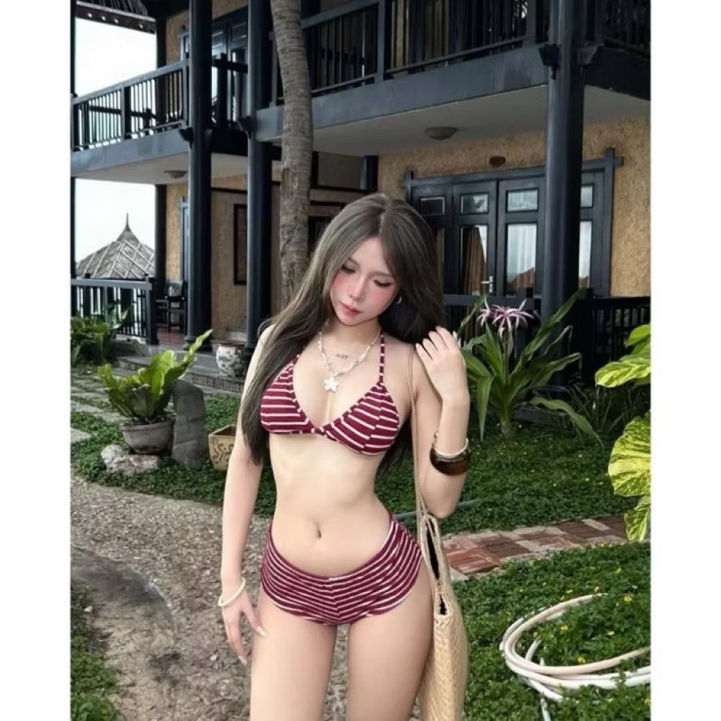 Set Bikini TWENTI Thun Sọc Ngang Kèm Mút Rời | BigBuy360 - bigbuy360.vn
