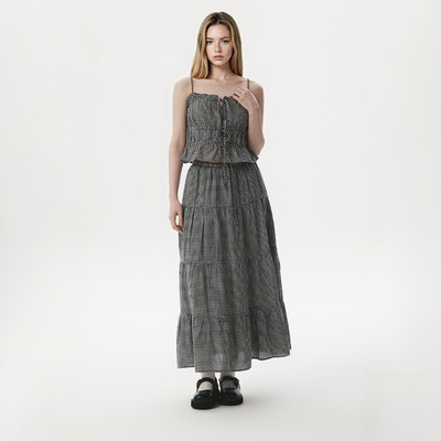 Váy Dài WHO.A.U Check Long Tiered Skirt_WHWHG2441F