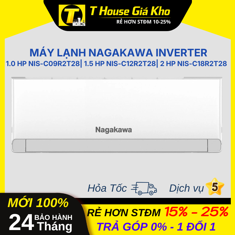 [Mới 100% Chính Hãng ] Máy Lạnh Nagakawa Inverter 2 HP NIS-C18R2T28 | 1.5HP NIS-C12R2T28 | 1 HP NIS-