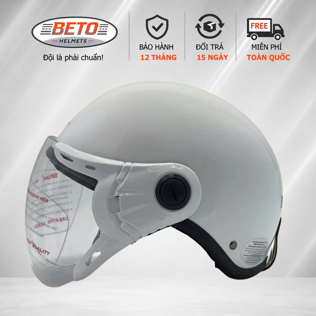 Nón bảo hiểm nữ BKtec BK6 có kính - Nón bảo hiểm 1/2 chính hãng Freesize 55-58cm