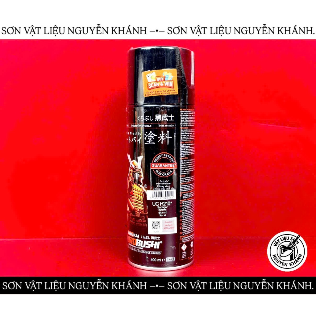 Sơn Xịt Samurai UCH210 Sơn Lót 400ml – Sơn Lót Surface Primer Cho Xe Máy, Nhựa, Kim Loại, Phụ Kiện DIY