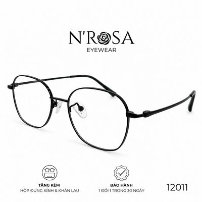 Gọng Kính Cận Nữ N’ROSA 12011 – Dáng Đa Giác Bo Tròn Hàn Quốc, Chất Liệu Kim Loại Cao Cấp Siêu Nhẹ Tôn Dáng Mặt