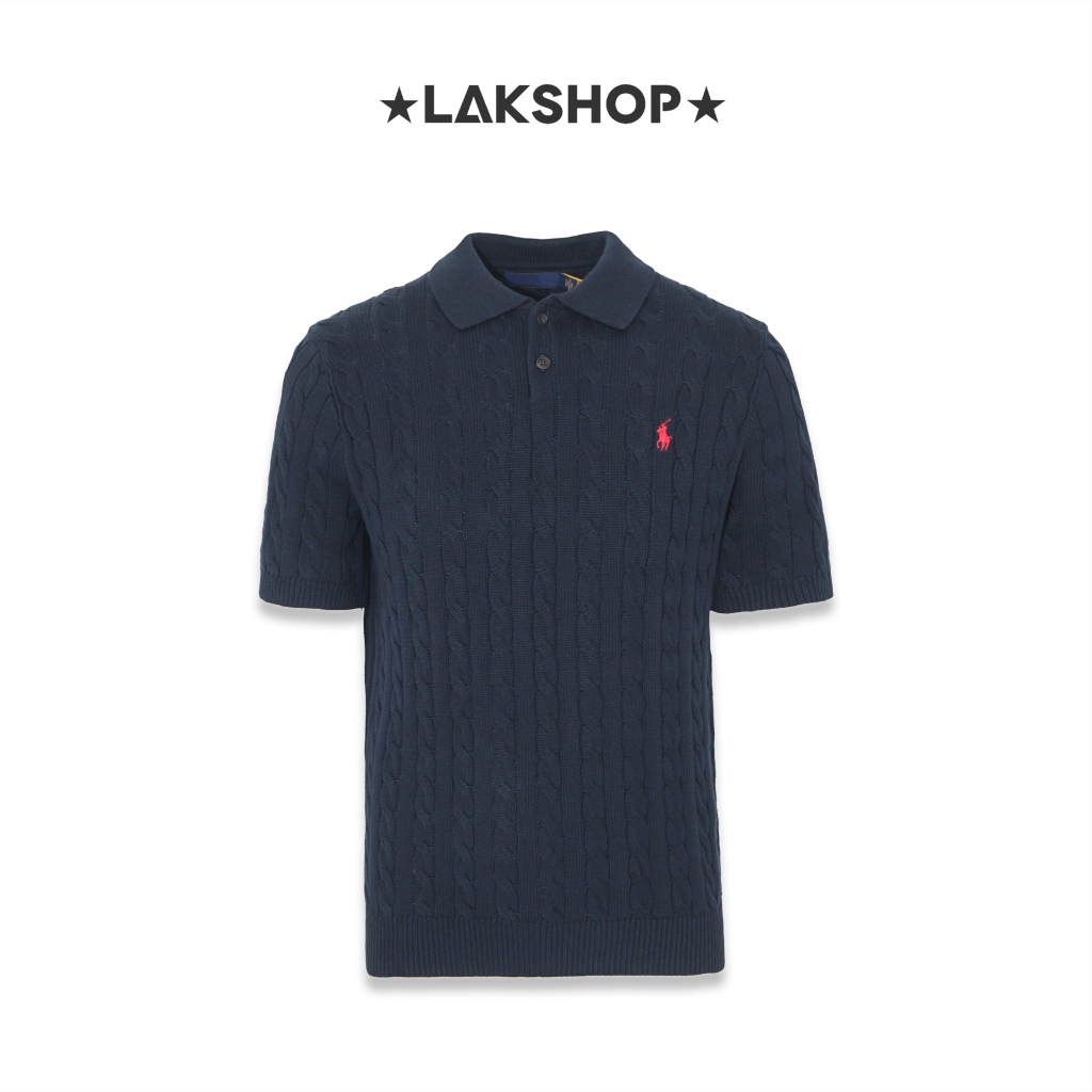 Áo  Polo Navy Ribbed Cable-Knit Sweater