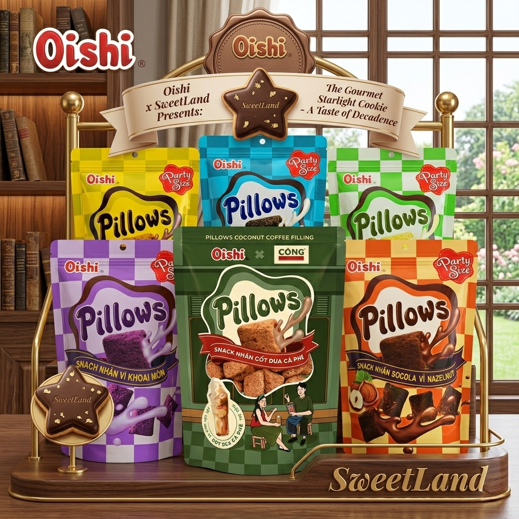 Bánh gối Oishi Pillows túi zip 80g