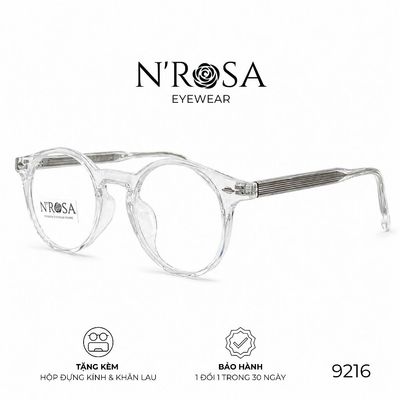 Gọng Kính Cận N’ROSA 9216 – Dáng Mắt Tròn Retro Quốc Dân, Chất Nhựa Siêu Bền Nhẹ Cân Mọi Dáng Mặt
