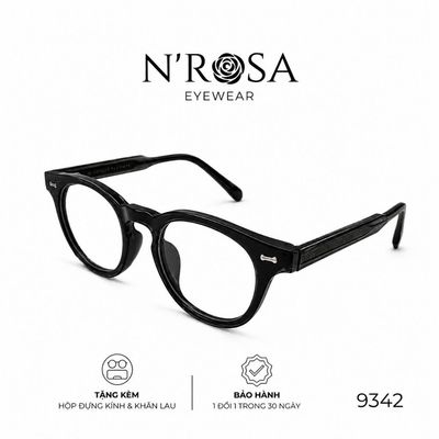 Gọng Kính Cận N’ROSA 9342 – Form Tròn Lai Oval Hiện Đại, Nhựa Siêu Nhẹ Chống Đau Vành Tai Kháng Va Đập