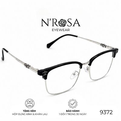 Gọng Kính N’ROSA 9372 | Gothic Clubmaster Edition – Thiết Kế Nửa Khung Sang Trọng, Họa Tiết Cá Tính