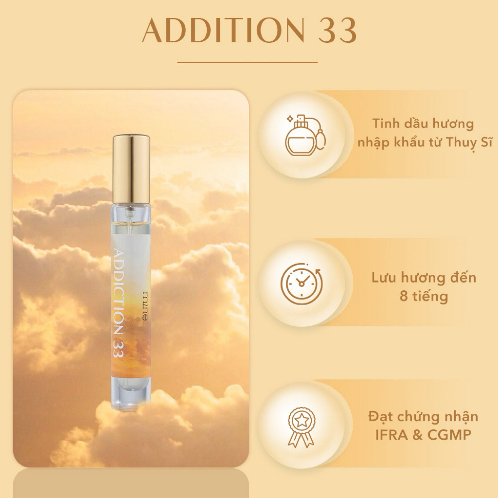 Nước hoa Mine Addiction 33 lưu hương 6-8h 9ml thuận tiện dễ dàng mang theo.