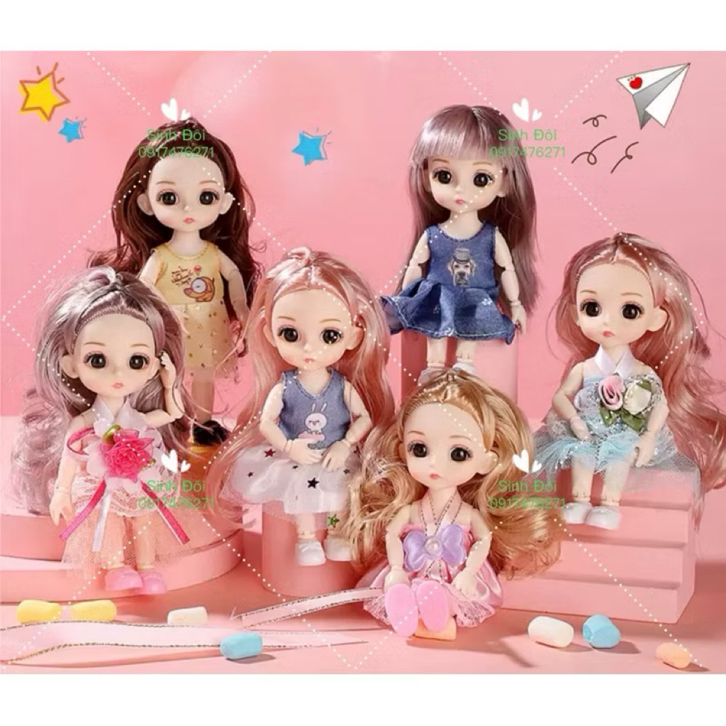 1 con búp bê 16cm có khớp nhiều mẫu áo rất xinh - Mẫu ngẫu nhiên cực dễ thương