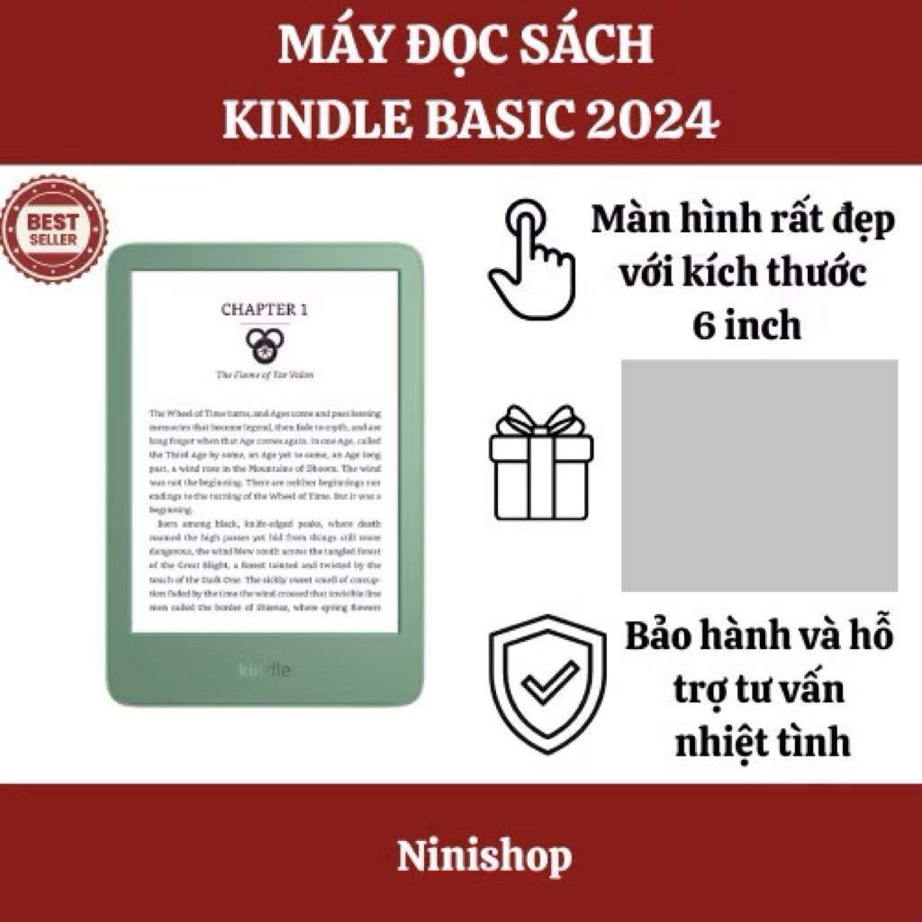 Máy đọc sách New Kindle 2024 | Thế hệ 11 | 300ppi | Type C | 16GB | MATCHA/BLACK