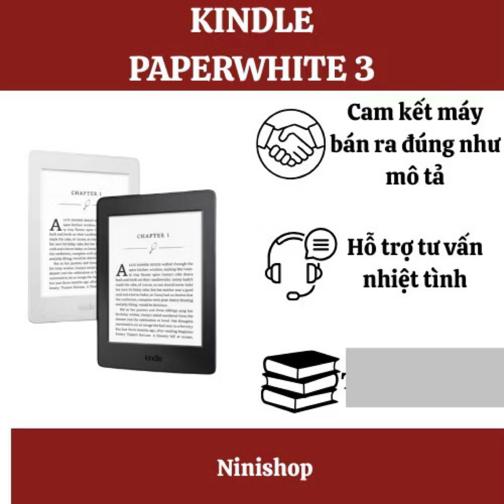 Máy đọc sách kindle paperwhite gen 3 tặng kèm bao da bảo hành 6 tháng
