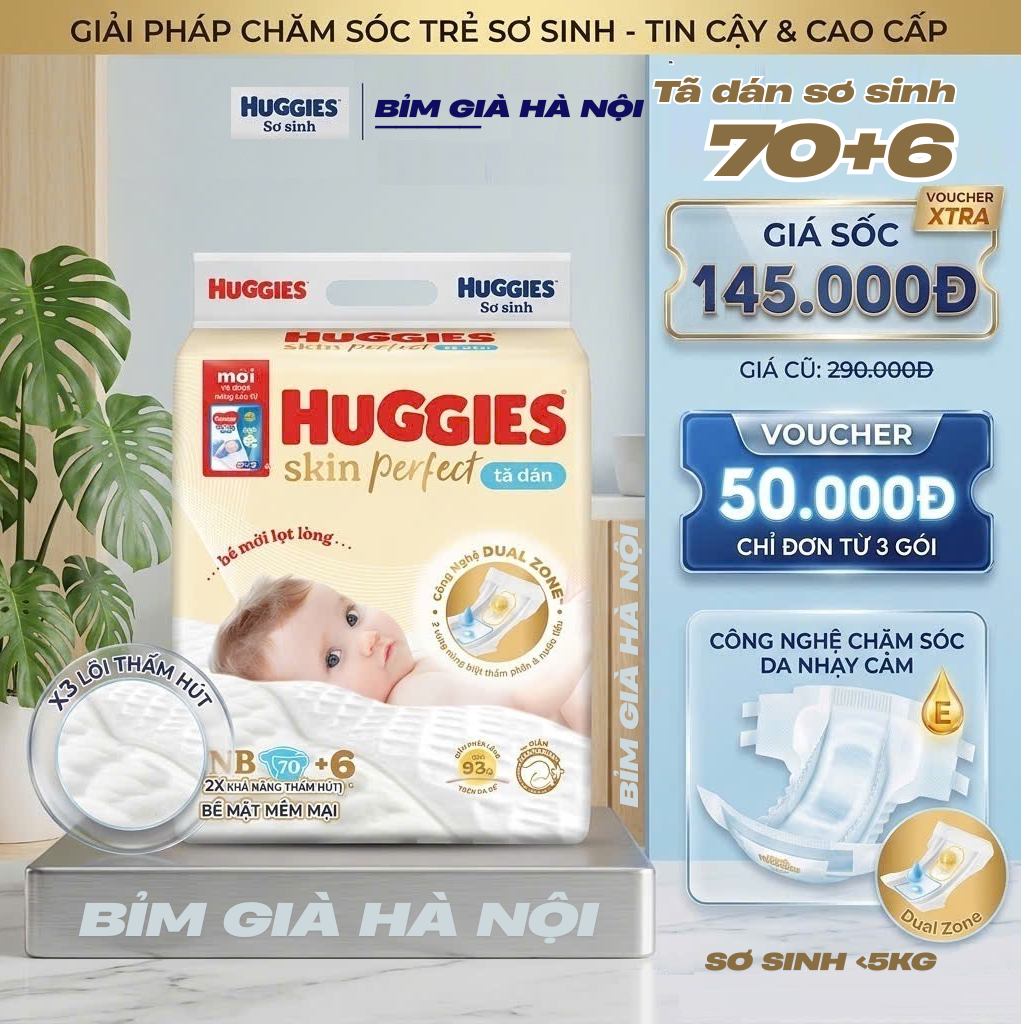 Tã dán sơsinh Huggies 70+6 (dán 2 bên)  #huggies #bỉm huggies #BVS #Bvs quần #Diana Soft Fit #băng q