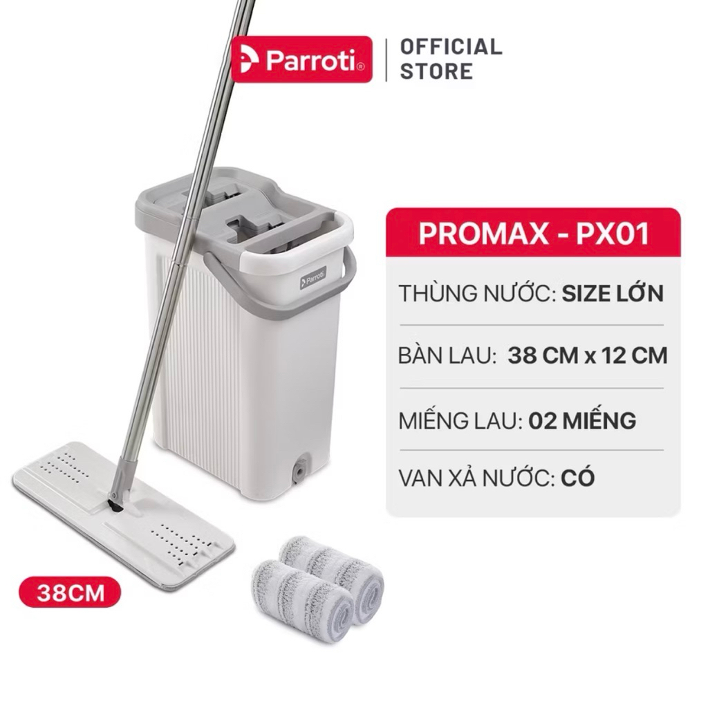 Cây lau nhà tự vắt thông minh, chổi lau nhà 360 độ, lau sạch khô nhanh - Parroti ProMAX PX01