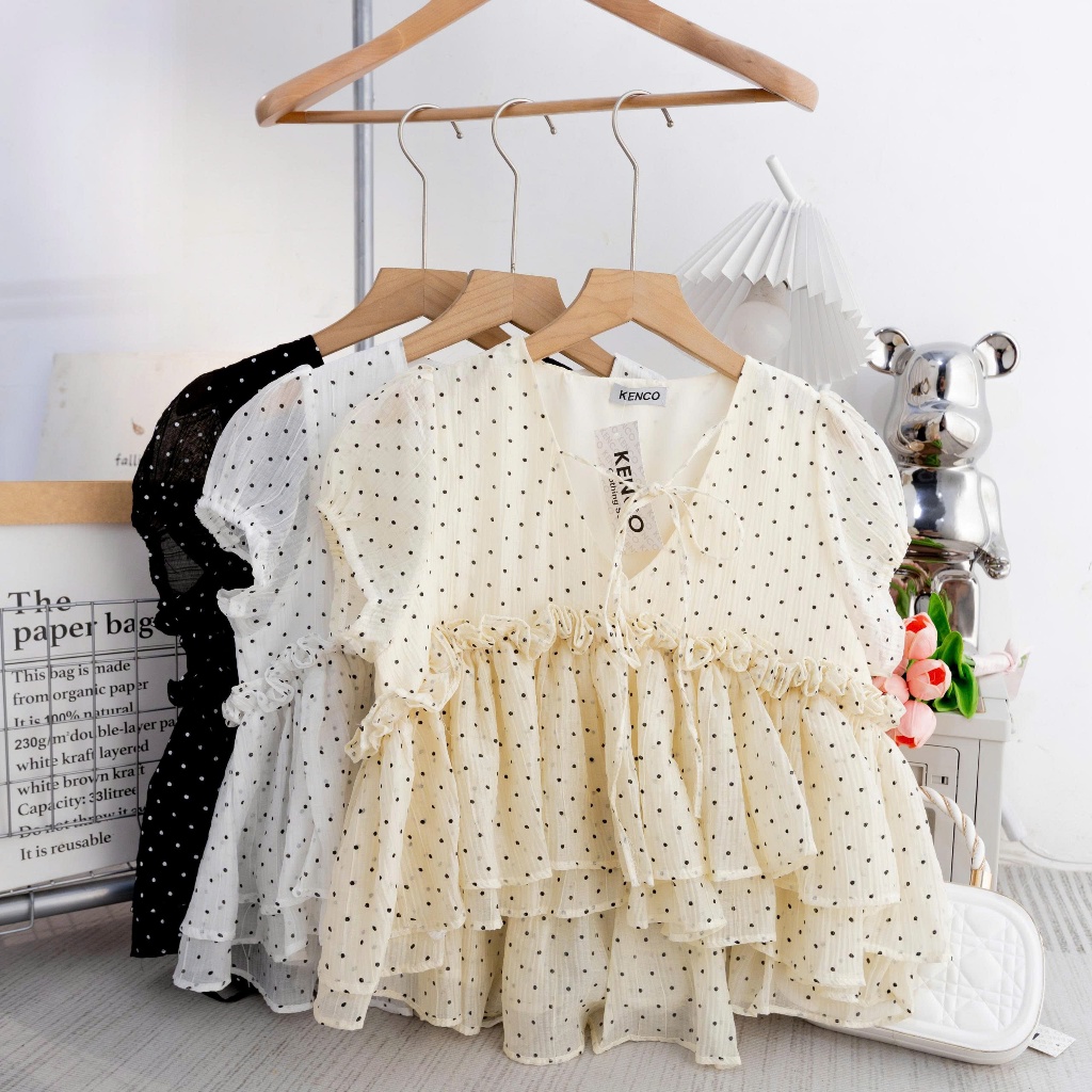 Áo Babydoll Cổ V Chấm Bi 12 THÁNG SÁU CLOTHING MA7090 | BigBuy360 - bigbuy360.vn