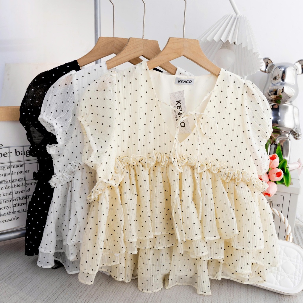 Áo Babydoll Cổ V Chấm Bi 12 THÁNG SÁU CLOTHING MA7090 | BigBuy360 - bigbuy360.vn