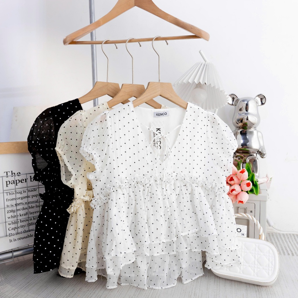 Áo Babydoll Cổ V Chấm Bi 12 THÁNG SÁU CLOTHING MA7090 | BigBuy360 - bigbuy360.vn