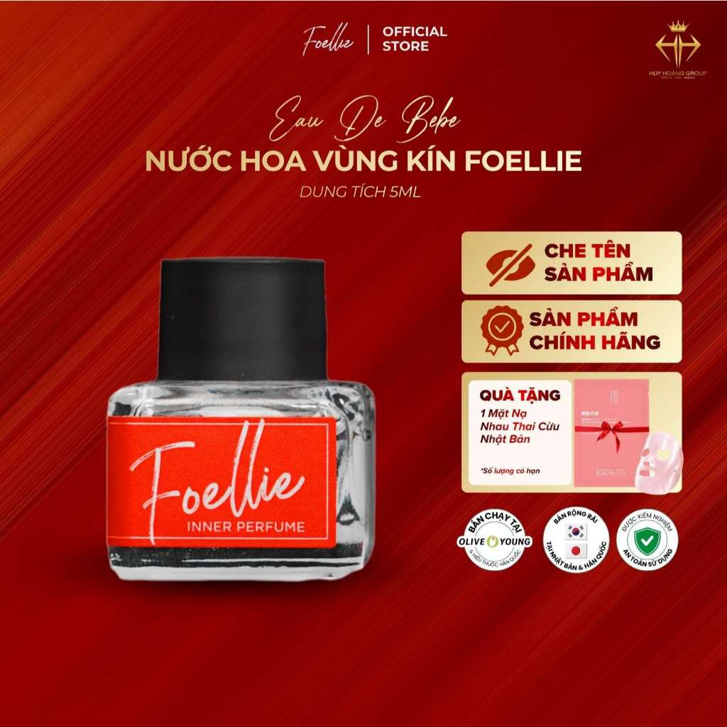 [CHE TÊN SP] Nước hoa vùng kín Foellie Eau De BéBé hương thơm dịu nhẹ như phấn rôm em bé 5ml