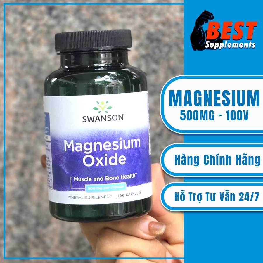 Swanson - Viên Uống Bổ Sung Magie : Magnesium Oxide 500mg - 100v