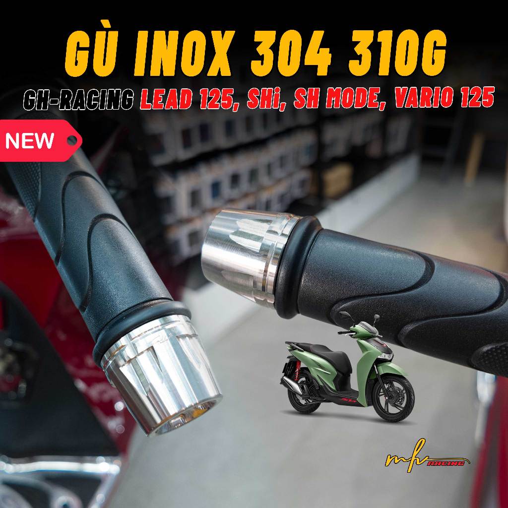 Gù Lòi Inox 304 GH-Racing nặng 310g cho xe SHi, SH350i, Lead 125, Vario 125/150, SH Mode 125,.. - Ph
