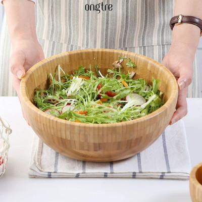 Bộ Bát Tre, Thìa Tre Nguyên Khối ONGTRE Cao Cấp, Bát Salad, Hoa Quả, Đồ Gia Dụng Nhà Bếp Sang Trọng