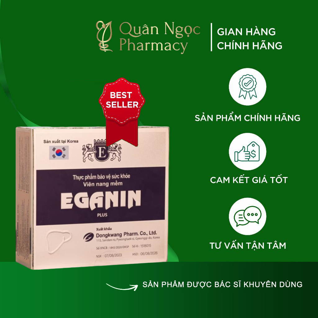 [CHÍNH HÃNG] Viên uống Eganin Plus Hỗ trợ giải độc và bảo vệ gan giúp tăng cường chức năng gan