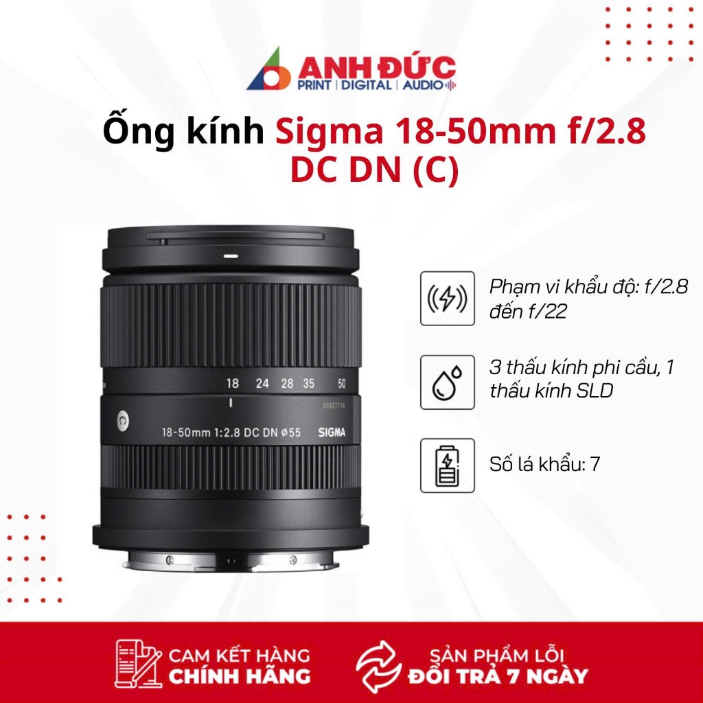 Ống Kính Sigma 18-50mm F2.8 DC DN (C) For Fujifilm X/ Sony E/Canon RF - Hàng Chính Hãng Bảo Hành 12 