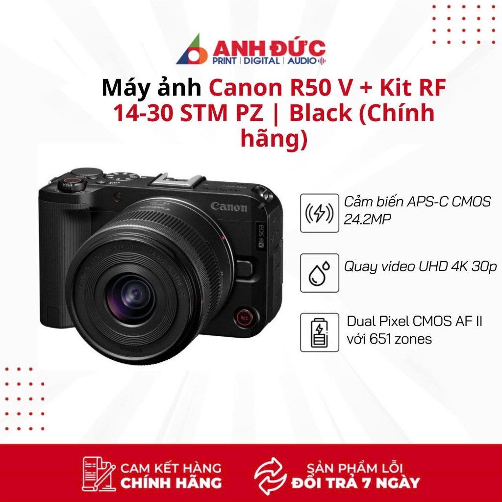 Máy ảnh Canon R50V + Kit RF 14-30 STM PZ - Hàng Chính hãng bảo hành 24 tháng