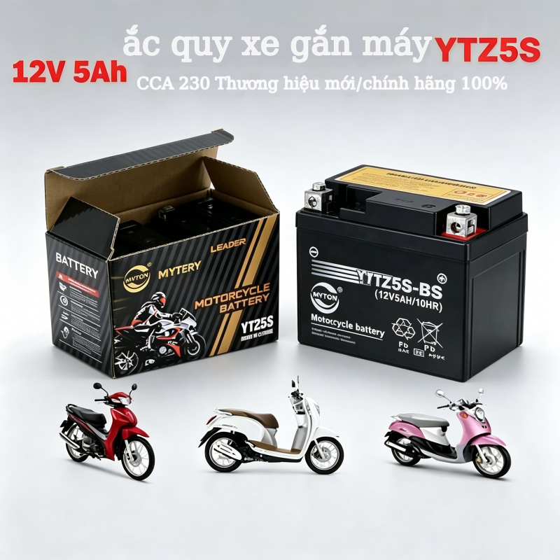 Bình acquy xe máy 12v khô miễn bảo dưỡng YTZ5S | 12V - 5ah