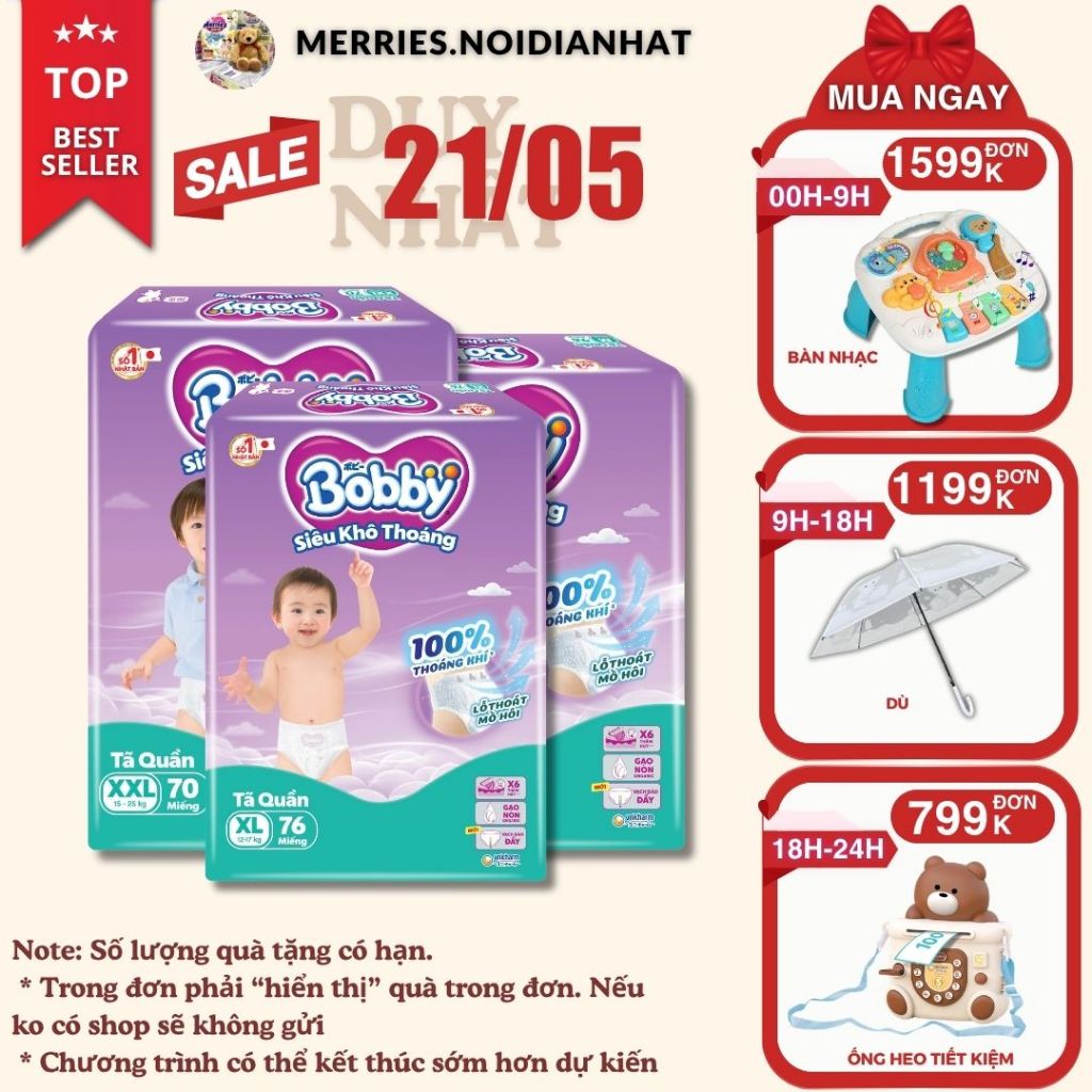 [SIÊU TIẾT KIỆM] Tã BOBBY ULTRA đủ size M96/L88/XL74/XXL70 siêu nhiều miếng