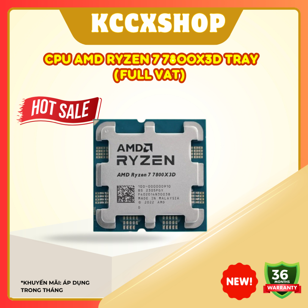 [Full VAT] CPU AMD Ryzen 7 7800X3D Tray New ( chưa gồm Fan) - Bảo hành 3 năm