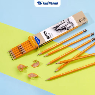 (Hộp 10 cây) Bút chì gỗ GP-018-  2B Thiên Long, chì chuốt nét đậm, thân lục giác dành cho học sinh