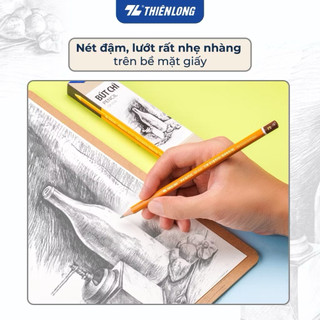 (Hộp 10 cây) Bút chì gỗ GP-018-  2B Thiên Long, chì chuốt nét đậm, thân lục giác dành cho học sinh