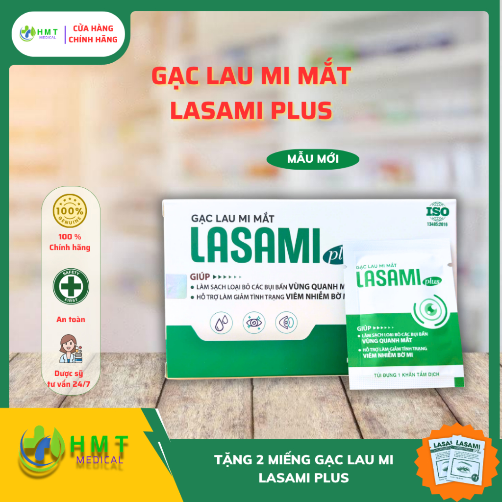 Miếng Gạc Lau Mi Mắt LASAMI PLUS Giúp Vệ Sinh Bờ Mi Làm Sạch và Loại Bỏ Bụi Bẩn