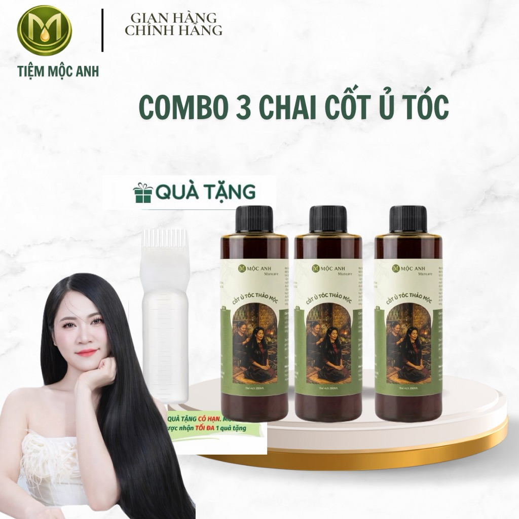 COMBO 3 chai ủ tóc thảo mộc Mộc Anh tặng kèm lược