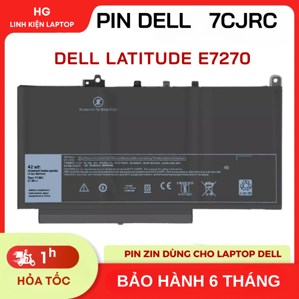 Pin dùng cho laptop Dell Latitude E7270 7CJRC 21X15 PDNM2 37 3 cell