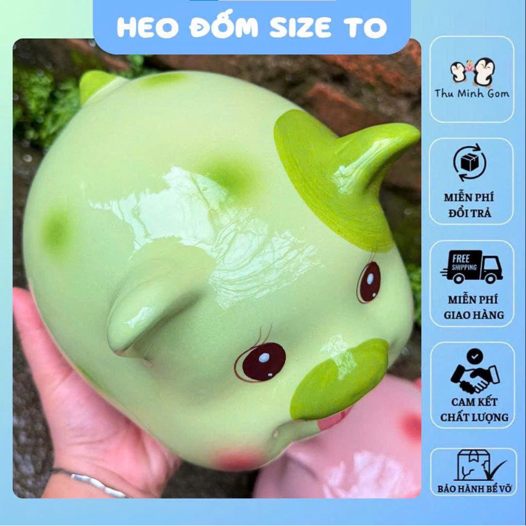 Heo đốm size to 18cm đựng 1000 tờ/ heo đất tiết kiệm size to/ ống/ size to/ size lớn/ lợn đất/ đựng 