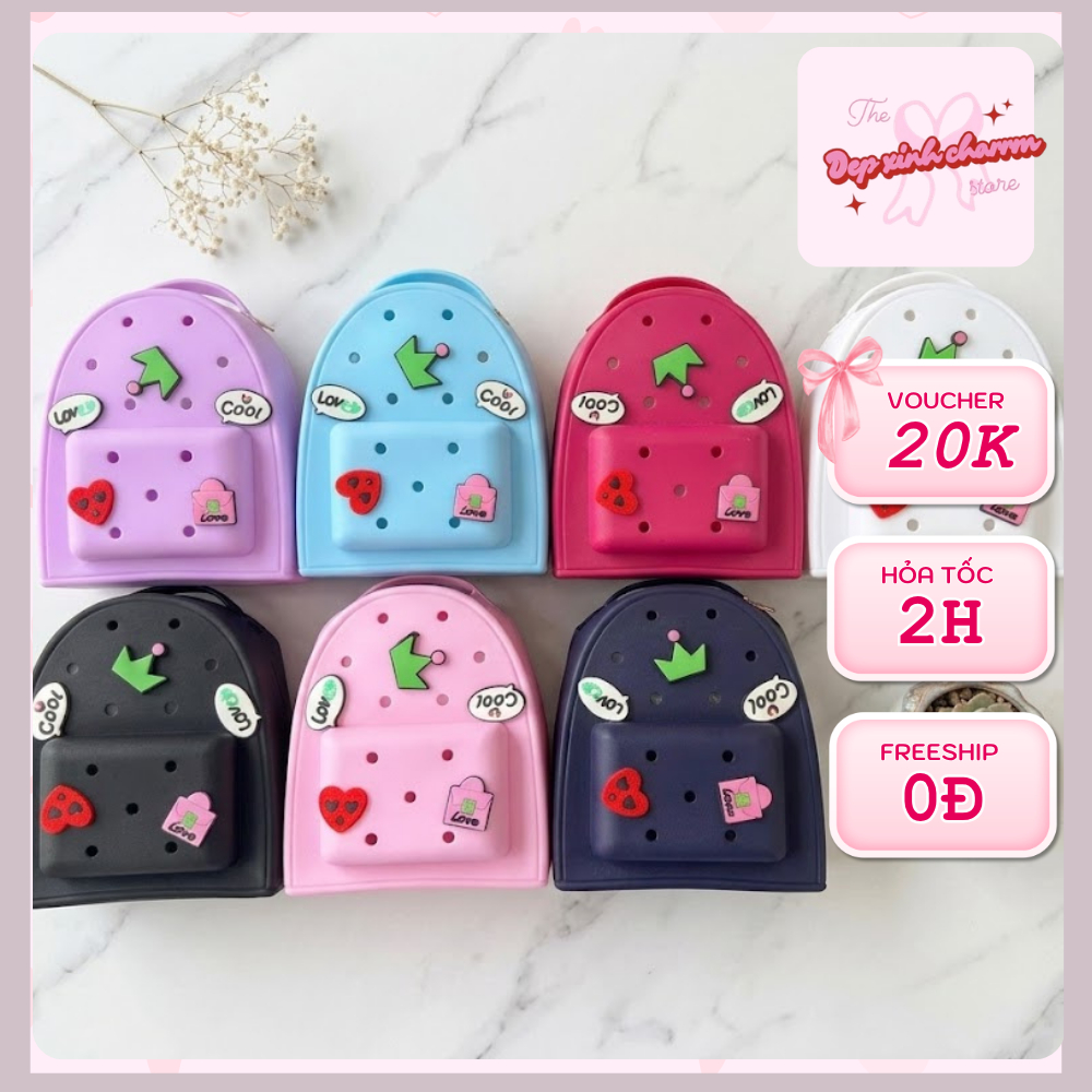 Balo Nhựa EVA Mini Siêu Cute Full Charm – Balo Chống Nước Form Cứng Hot Trend Đi Học Đi Chơi