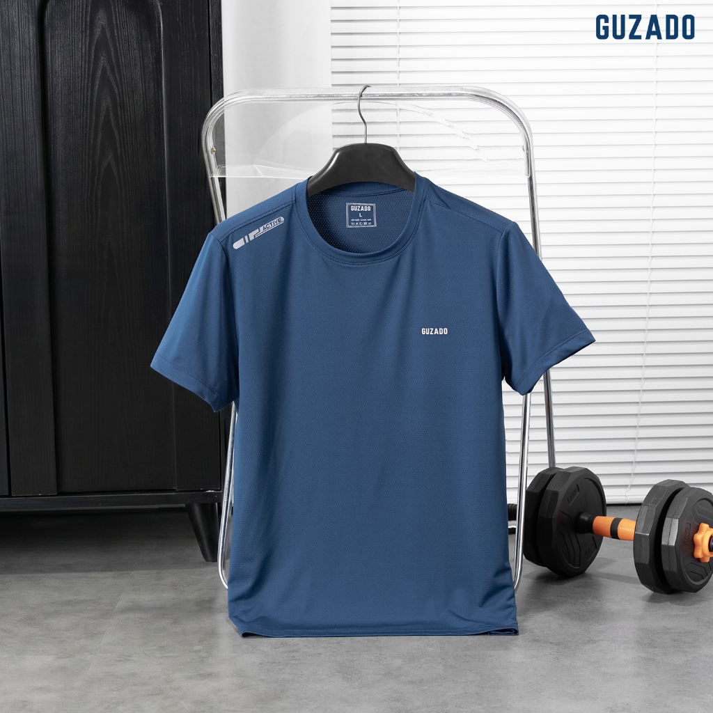 Áo thun nam GUZADO chất liệu coolmax thể thao tập gym vận động thoải mái,co giãn tốt GTS04