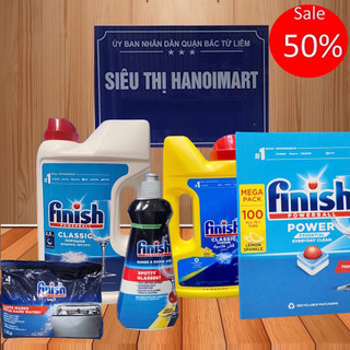 Viên rửa bát Finish classic Hộp 90 viên, Bột finish 2.5kg, nước làm bóng 800ml, muối làm mềm nước