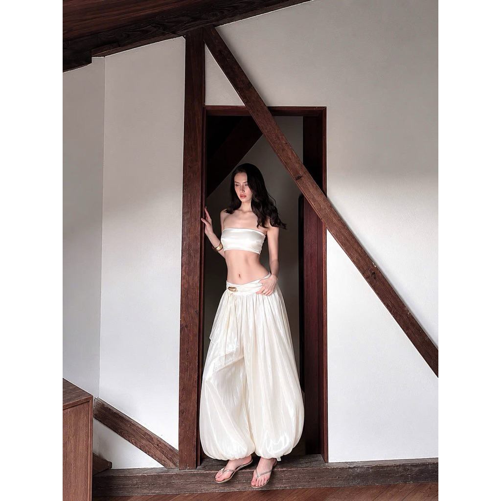 Sugar Crush - Quần lụa bóng ống rộng baggy Alibaba bo gấu  - Alladin Pants
