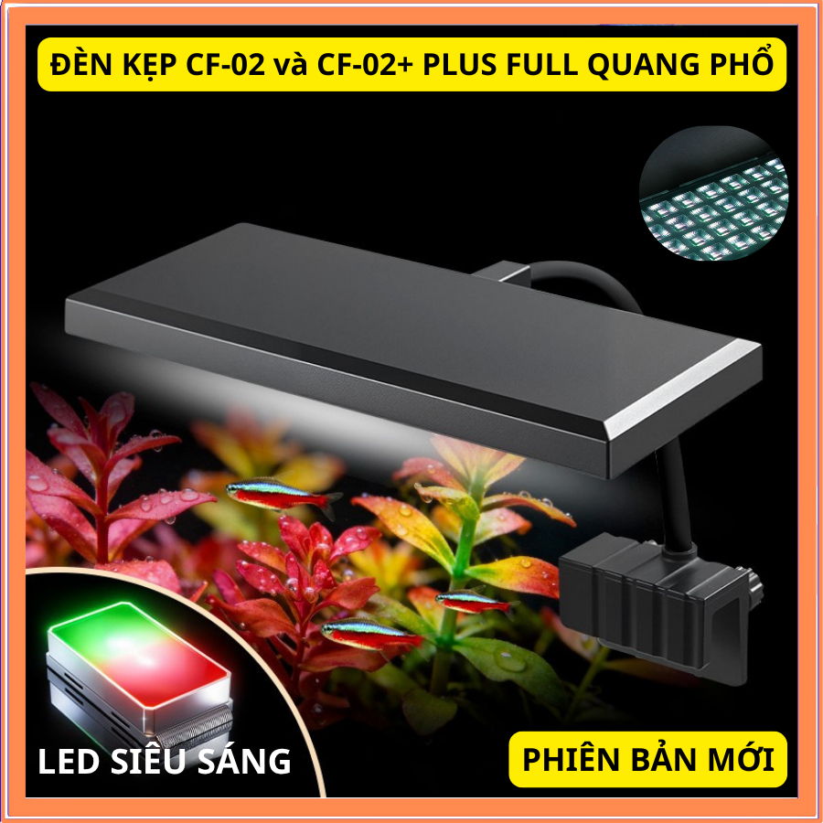 Đèn LED Kẹp Deyao CF02 (13W) ,CF01 (8W) và CF-02+(PRO) 13W RGB 3 in 1, Đỏ Cá Không Đỏ Nước